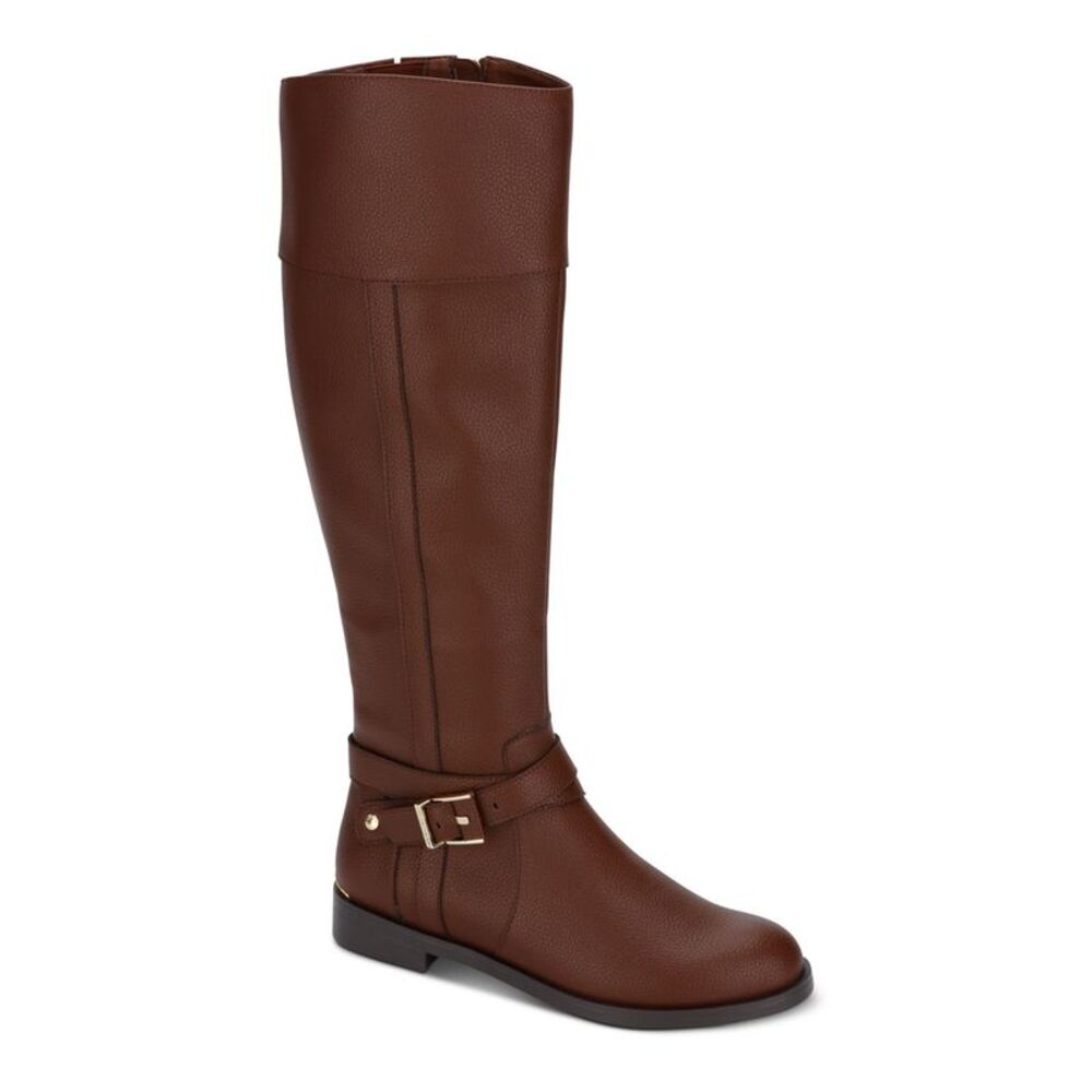 KENNETH COLE Womens Brown Thermoplastic Gold Heel Wind Almond Riding Boot 7 M